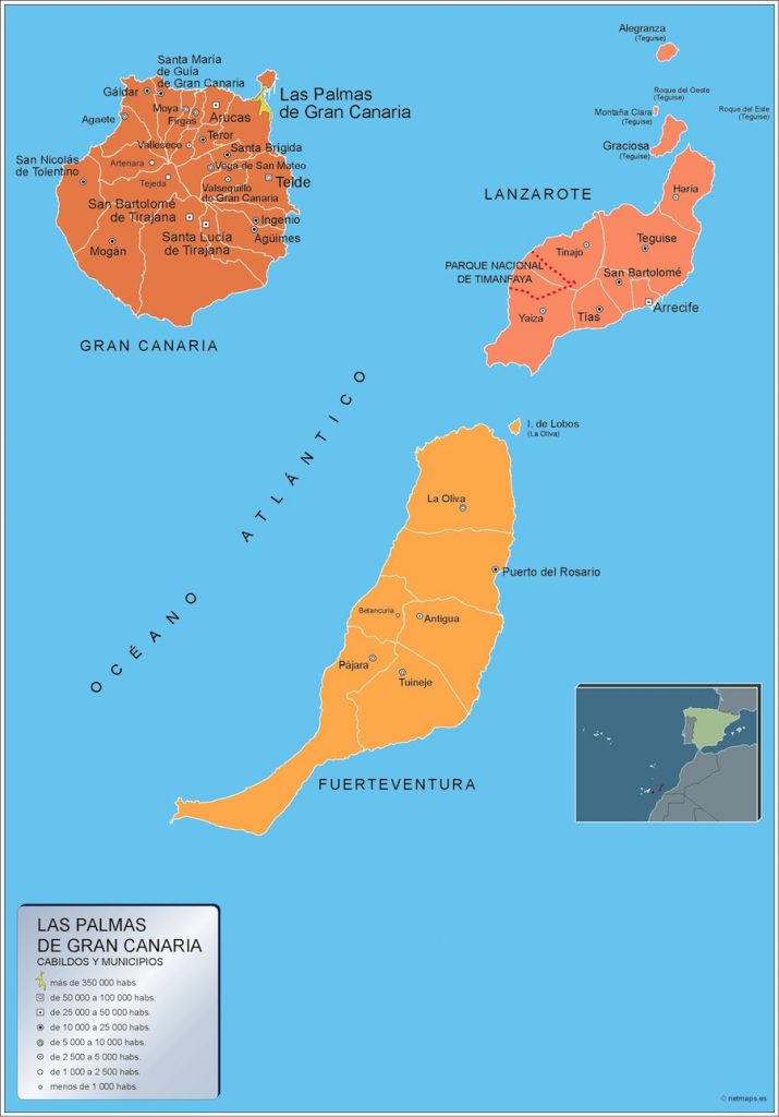 Mapa Las Palmas Gran Canaria pelos municípios de parede | Mapas parede
