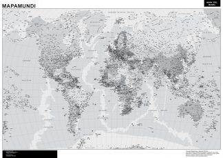 mapa mundial continentes e oceanos em preto e branco